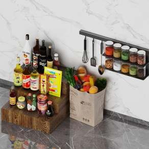 现代厨房调味料3D模型下载